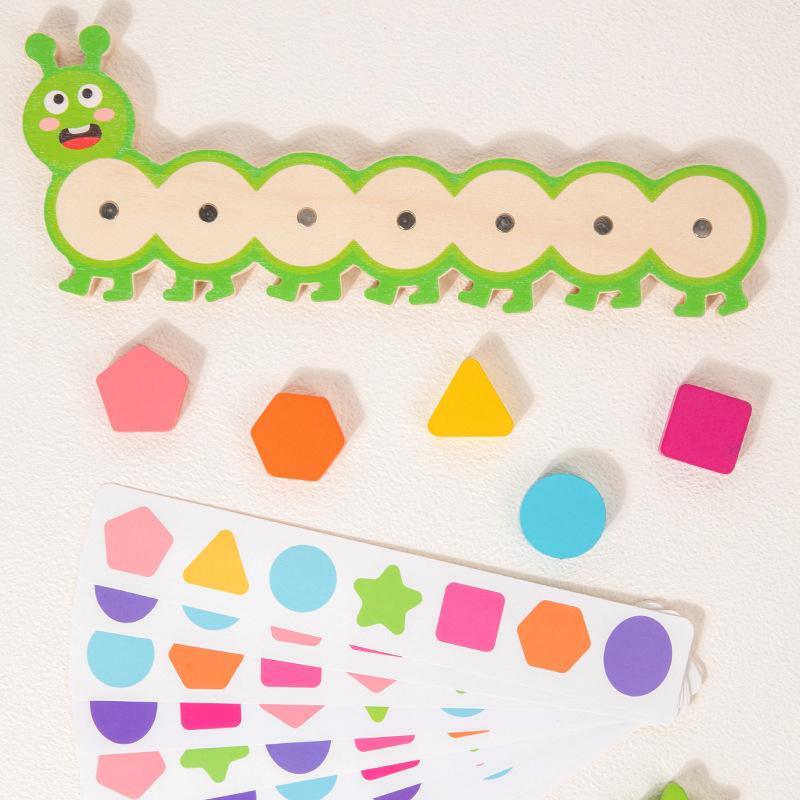 Montessori Magnetic Caterpillar Puzzles Children'S Toy Color Shape Matching Logical Thinking Training Puzzle Board Game For Kids