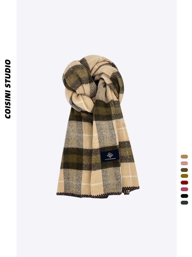 2025 Women s Christmas Red Plaid Cashmere-Like Scarf & Men s Winter Snood Shawl 200cm