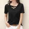 Women Shirt Solid Color Short Sleeve V Neck Hollow Out Lady Blouse for Daily Wear