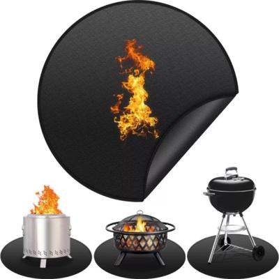 1PCS Round Outdoor Fireproof BBQ Mat, Double-Sided Fiberglass Heat-Resistant Fabric,Portable & Reusable Deck and Patio Protector