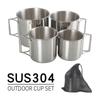 Cmaos Outdoor 4-Piece Stainless Steel Camping Mug Set