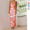 Damen Sommer Bedruckte Ärmellose Weste Trägertop Sexy Enganliegend Hüftumhüllendes Kleid Sommer Damen