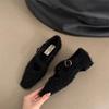French Small Fragrant Style Low-heeled Single Shoes Women's Plush Fluffy Shoes Outer Wear 2025 New Shallow Grandma Shoes Ballet Shoes