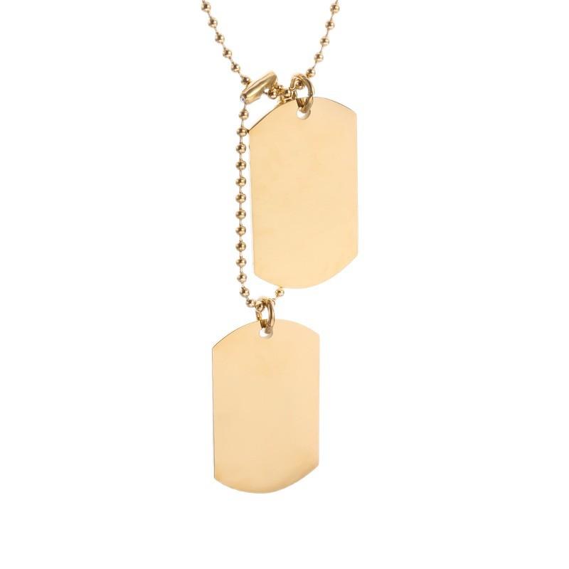 Stainless Steel Double Sided Polished Military Pendant Jewelry Personality Sweater Necklace