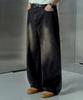 NP STUDIO Vintage Natural Wash Wide Denim Pants Black Denim