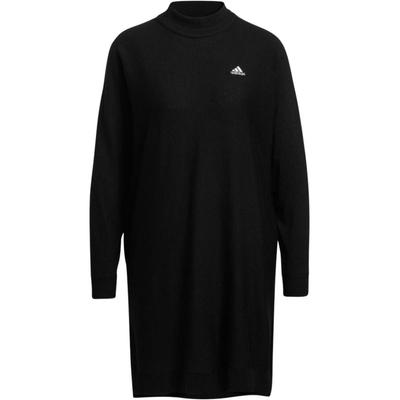 Vestido Holgado de Tres Rayas con Cuello Alto y Puños de Canalé Cuello Redondo Manga Larga para Mujer Vestidos Negro HG8275