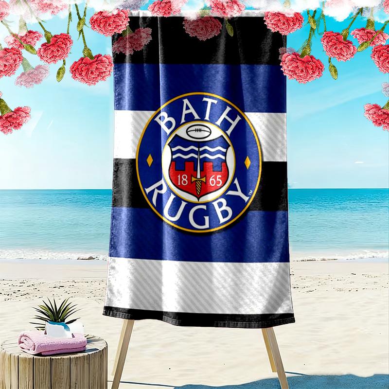 Bath Rugby Print Beach Towel, Large Soft Quick Dry Towel for Beach Camping Swimming