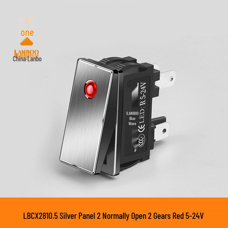 Lanbo 2810.5 High Current 16A Waterproof Metal Rocker Switch with Light, 5V-24V/220V, Two-Position