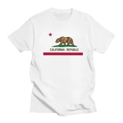 T-shirt Personalizzate Orso Bandiera della Repubblica Californiana Uomo 100% Cotone Magliette a Manica Corta Moda Abbigliamento