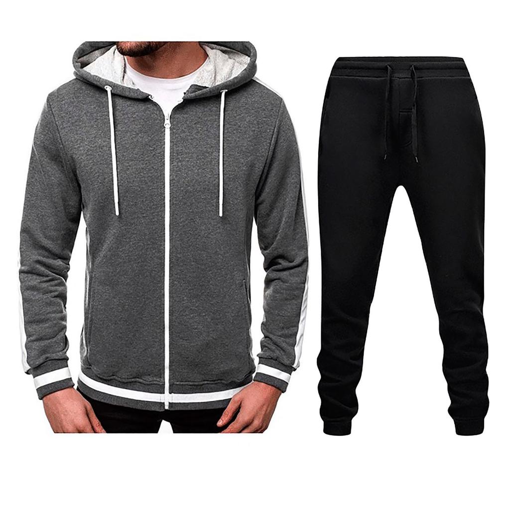 Men's Winter Sports Casual Fitness Suit With Dots Hoodie Sweatshirt And Pants