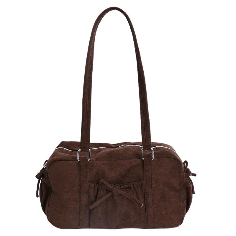 

Women Faux Suede Square Shoulder Bag 2025 Winter Retro Soft Tote Bag Luxury Designer Trend Female Brand Handbags 35cmx14.5cmx12cm кавовий