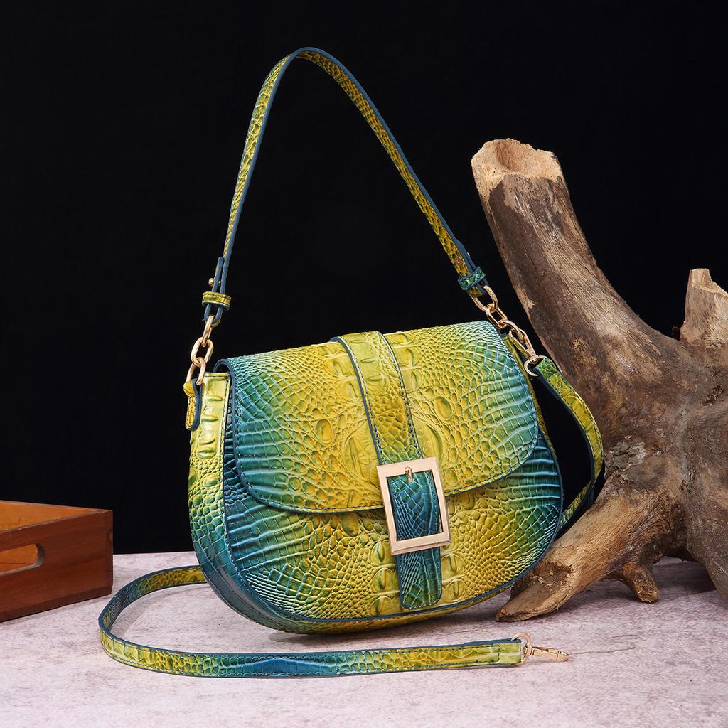 Borsa a tracolla portatile per ascelle Baguette da donna Modello coccodrillo Brahmin