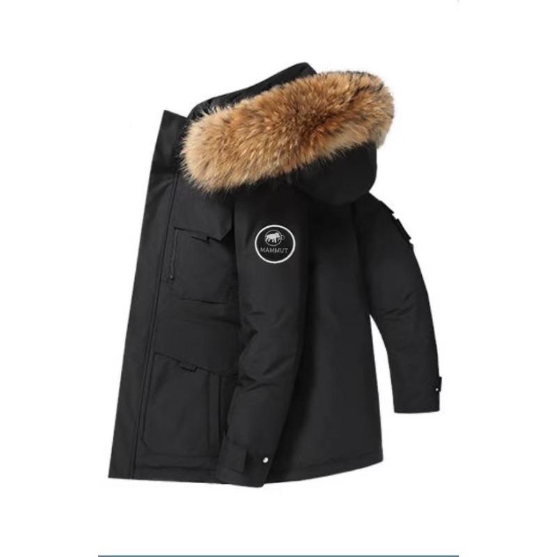 2025 Down jacket thickened couple workwear men's and women's mid-length with fur collar outdoor warm workwear style jacket cotton jacket