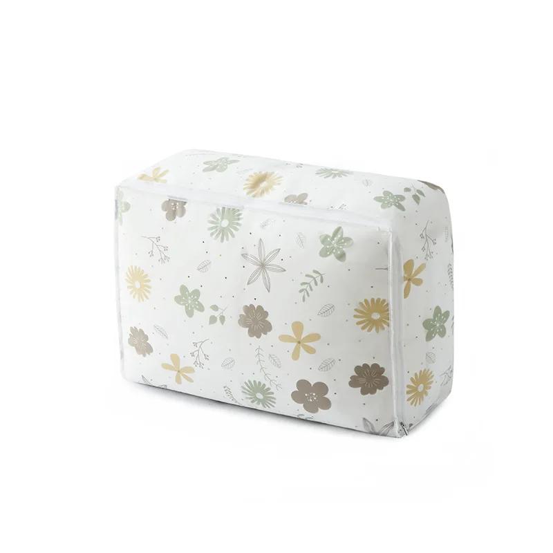 Household three-dimensional quilt storage bag PEVA clothes quilt storage box household transparent printed large capacity 55X36X20cm