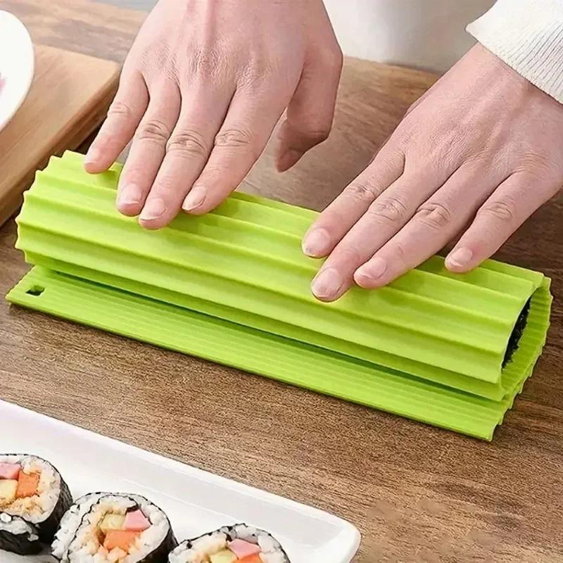 Japanese Bamboo-design Silicone Sushi Mat - Non-Stick, Easy Clean, Mildew-Proof & Portable Sushi Rolling Tool for Home Kitchen