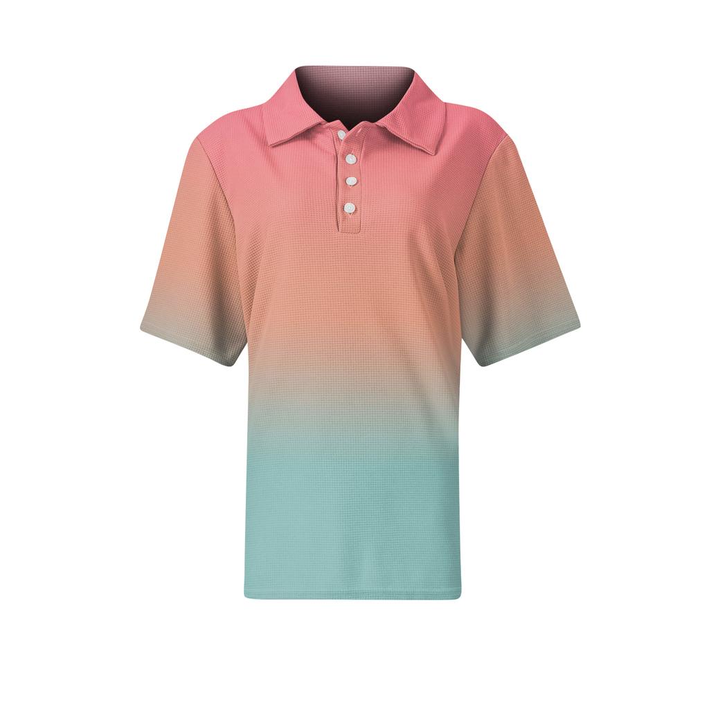 Women's Fashion Casual Lapel Short Sleeve Color Shirt Women's Up Tops