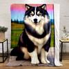 Adorable Husky Print Blanket Bedroom Blanket for Livingroom Couch Lunch Break Soft Throw for Friend's Festival Gift