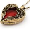 Fashion Long Love Stone Red Crystal Sweater Chain Necklace Jewelry Peach Heart Pendant