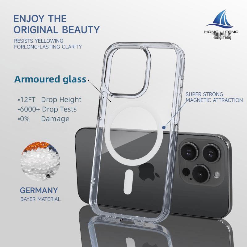 

Apple 17 Pro Max Anti-Drop Magnetic Phone Case with Tempered Glass and Soft Edges Apple 14 Pro