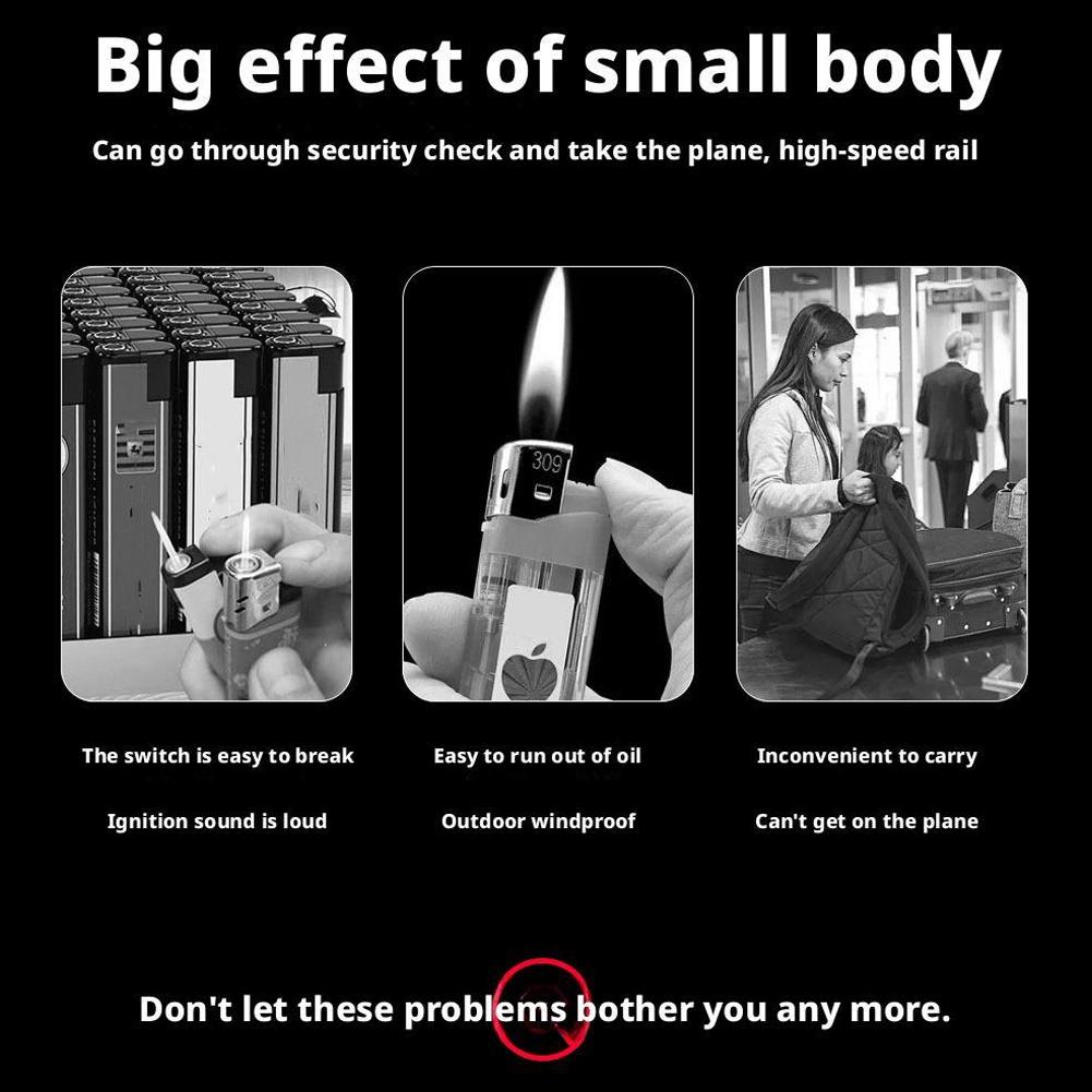 Compact Type-C Electric Lighter Mini No Flame Design Easy to Carry & Store Suitable for Air Travel Outdoor Use Fast Charging