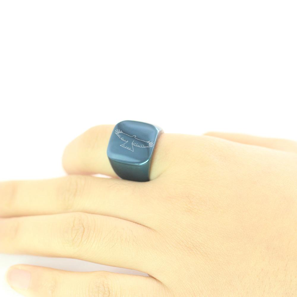 Eagle Titanium Steel Ring In European and American Creative Flying Men's Retro Punk Square 14MM Student Trendy Men Wholesale