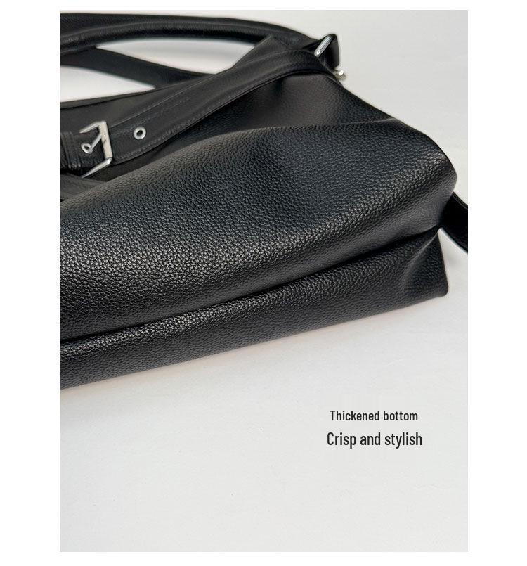 Retro Women's Large-Capacity Soft PU Tote with Leather Buckle - Single Shoulder & Crossbody Bag