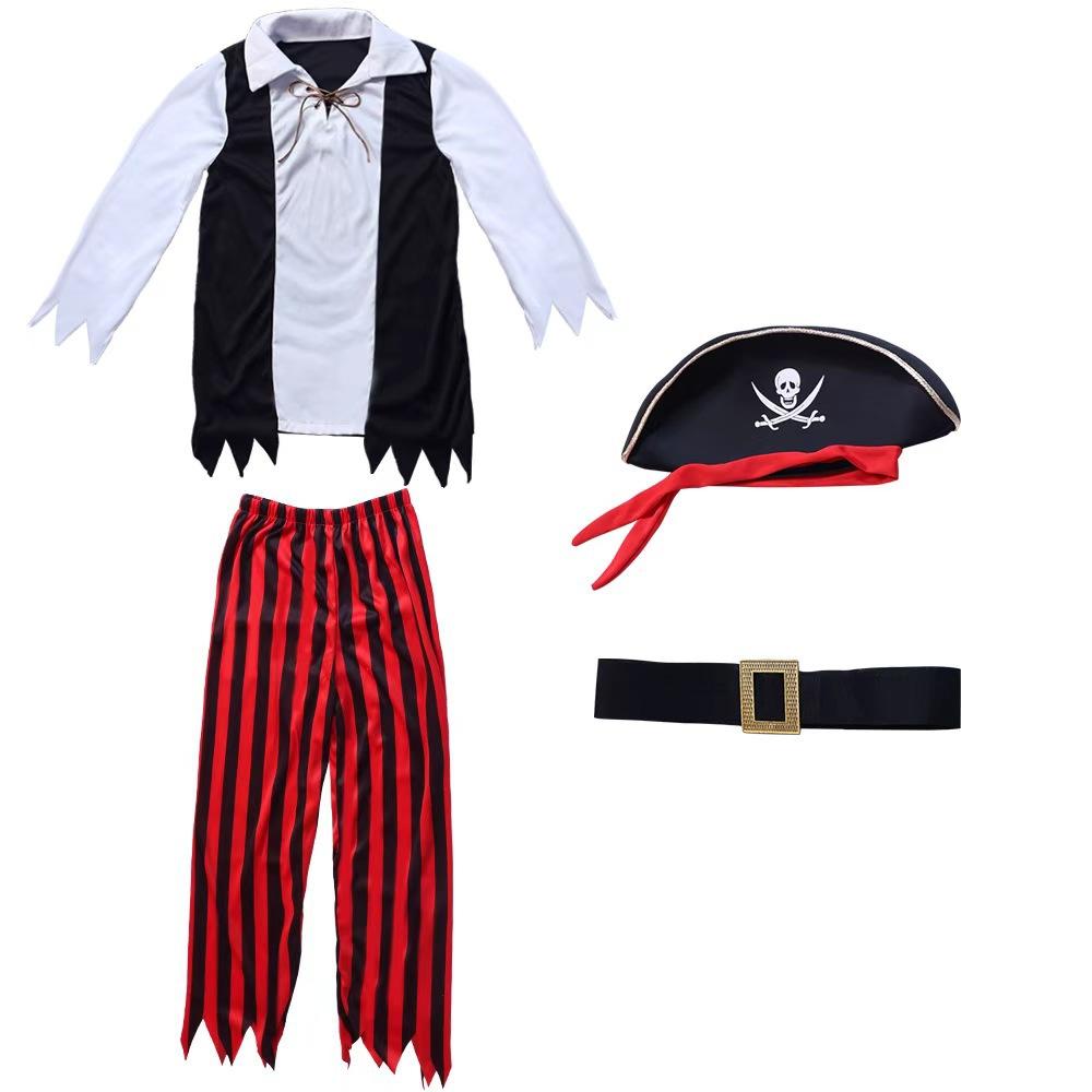 Halloween cos costumes children pirate clothes party costumes caribbean pirate captain jack dress up