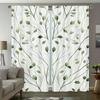 2Pc  Leaf Pattern Printed Curtains, Polyester Fabric, Machine Washable, Perfect For Bedroom, Study, Living Room, Office
