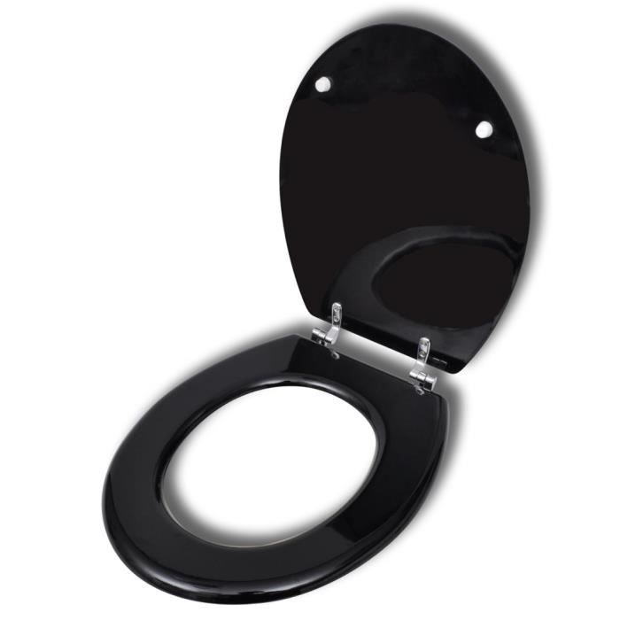 VidaXL Siège de toilette avec Couvercle MDF Design simple Noir