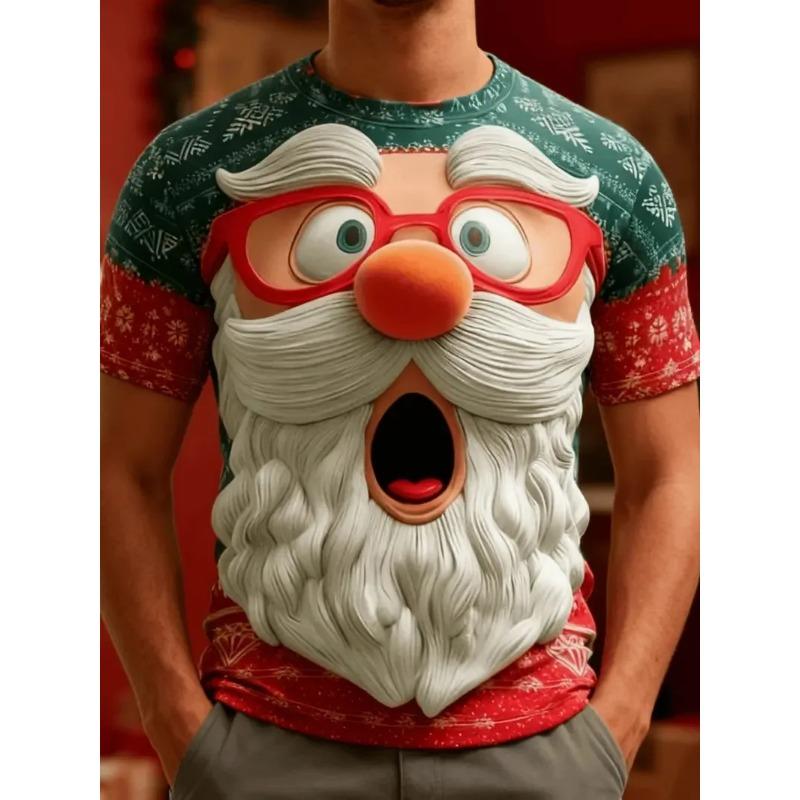 

Рождественская забавная футболка с 3D-принтом Санта-Клауса для мужчин, модная дышащая футболка, свободная мужская удобная повседневная футболка с круглым вырезом и короткими рукавами L