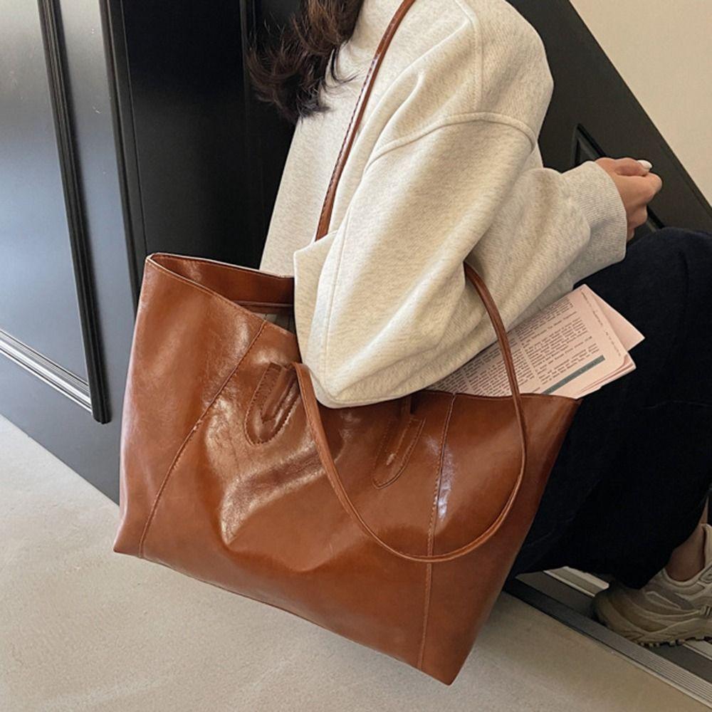 Fashion Shoulder Bag PU Leather Women Tote Bag Soft Large Capacity Shoulder Bag Crossbody Bag Soft Underarm Pouch