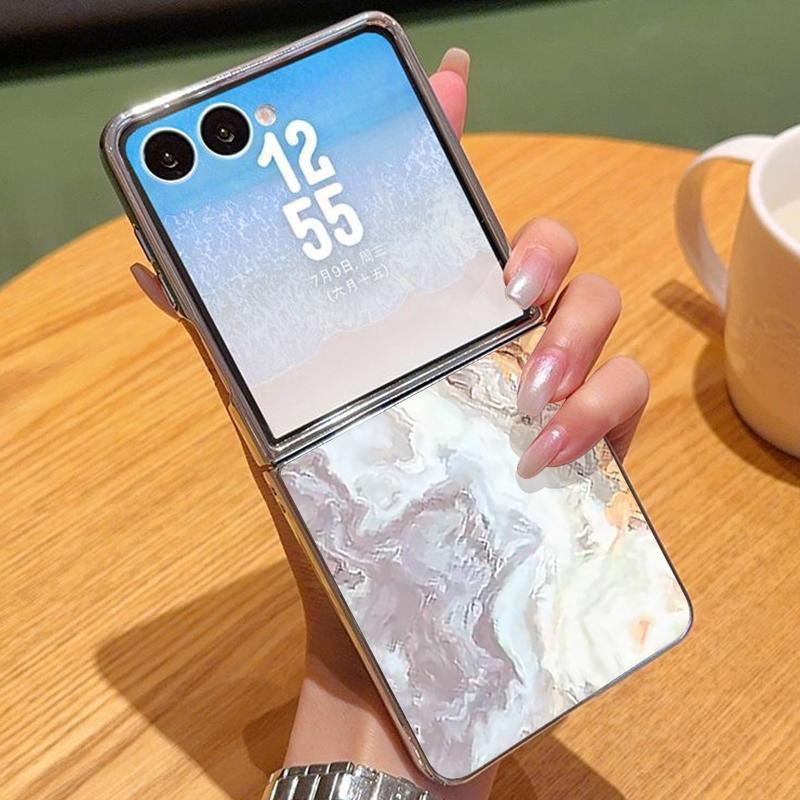 

Watercolor Marble Pattern Case For Samsung Z Fold 7 6 5 Luxury Hybrid 3in1 Leather Skin Plating Folding Phone Cover For Samsung Z Fold7 Fold6 Fold5 Samsung Z Flip5 бежевий