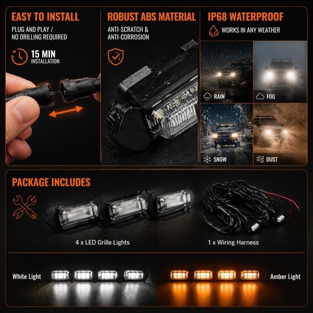 Automobile Modification Daytime Running Lights with Harness Grille LED Lights Car Accessories