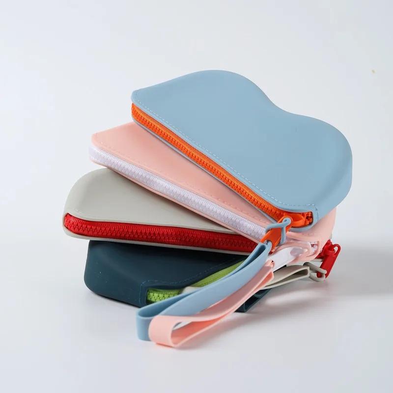 Women Girls Dustproof Glasses Box for Women Men Solid Colour Silicone Zipper Glasses Storage Waterproof Bag Cosmetic Coin Bag
