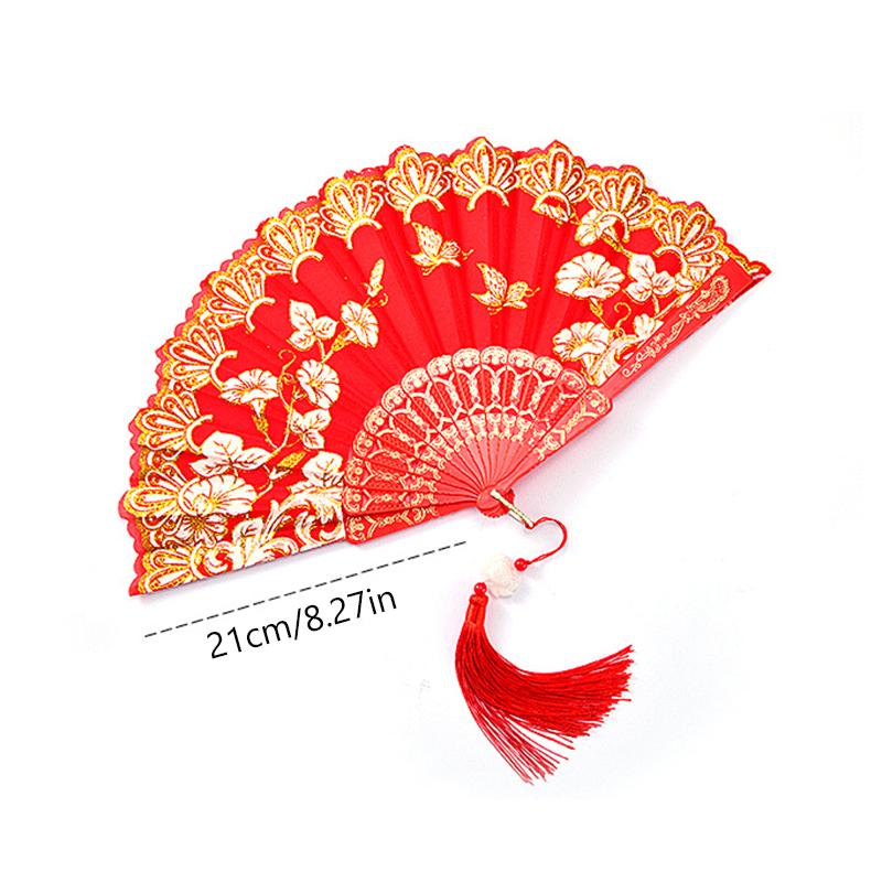Chinese Style Folding Fan Portable Dance Performance Hand Fan Ancient Cheongsam Photography Props Classical Gift for Ladies
