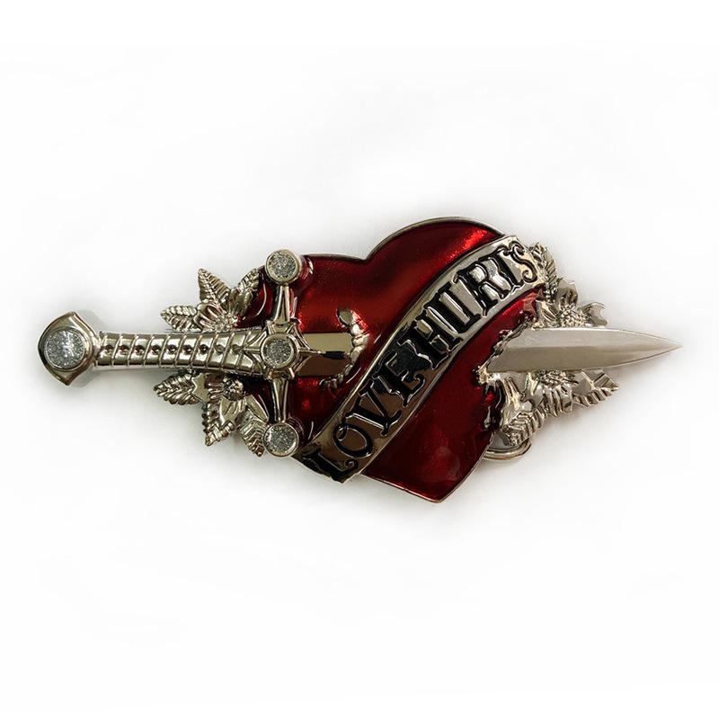 Retro Western Cowboy Heart Sword Belt Buckle