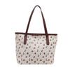 Fashion Large Capacity Pu Tote Bag For Women With Cherry Print Design Zipper Closure For Daily Use