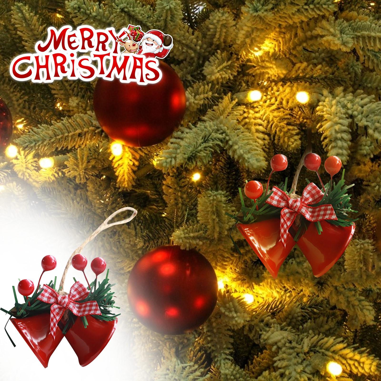 

Різдвяні прикраси Подвійний роговий дзвінок Вікно Підвіска Різдвяна ялинка Аксесуари ручної роботи своїми руками Металева підвіска дзвіночка One Size червоний