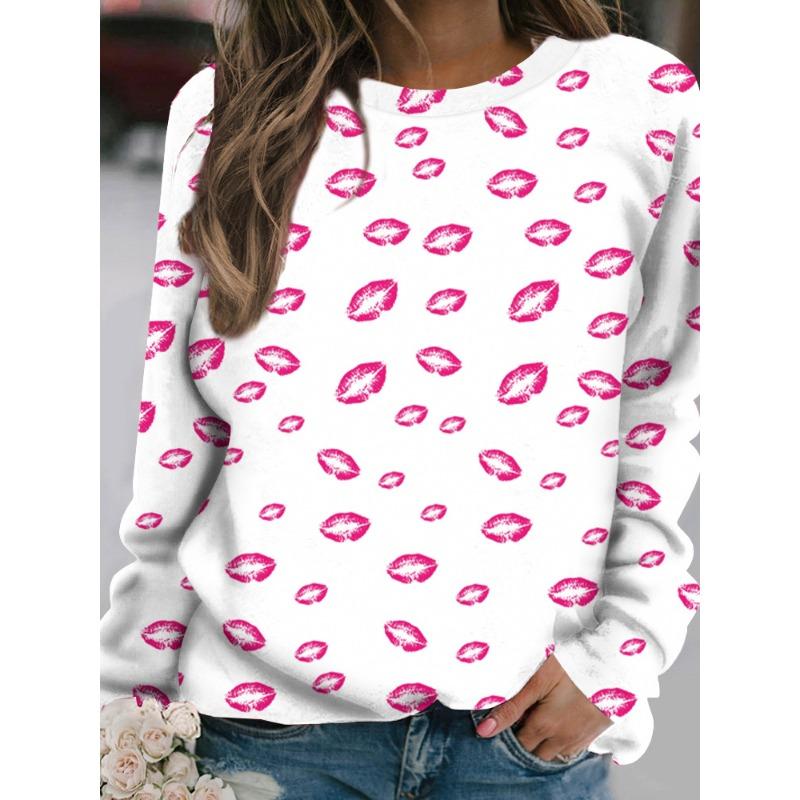 Outdoor Women's T-Shirt Casual Long Sleeve Pattern Print Street Crew Neck Fall Female Oversized Clothing Fashion T Shirts