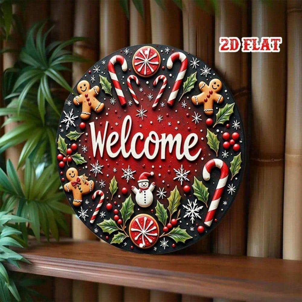 Retro 8x8 Inch Gingerbread Men Christmas Tin Sign Metal Wall Decor Vintage Kitchen Plaque Holiday Home