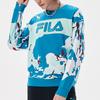 FILA Fusion Logo Color Block Camouflage Loose Fit Sports Crew Neck Sweatshirt Men tops Blue T11M133201F-BU