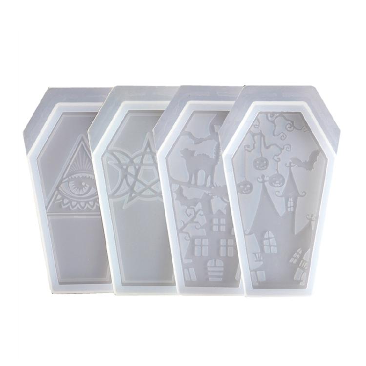 DIY Epoxy Crystal Resin 3D Halloween Coffin Storage Box Mold with Lids for Decor