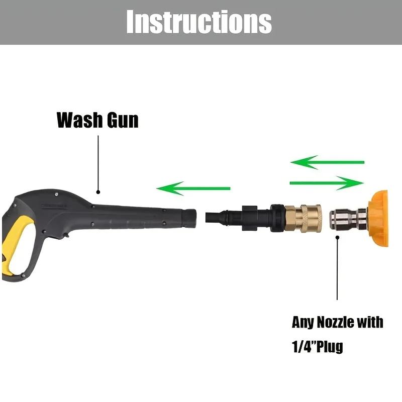 Pressure Washer Adaptor 1/4"Quick Release Connect To Water Gun for Karcher LAVOR Bosch Parkside Car Washing