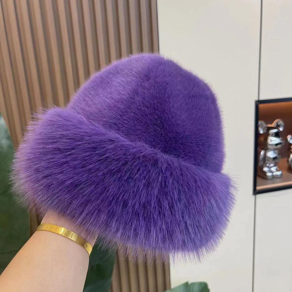 Hat Women's Winter Thickened Warm Imitation Fur Fashion Simple Mongolian Hat Imitation Mink Women Warm Fashion Hundred