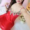 Women Nightgown Spaghetti Straps Sleeping Skin-touch Summer Ice Silk Suspenders Sexy Nightdress Home Wear