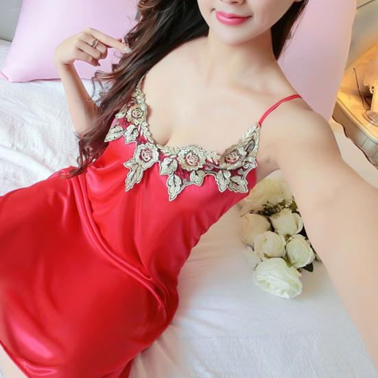 Frauen Nachthemd Spaghetti-trägern Schlafen Haut-touch Sommer Eis Seide Hosenträger Sexy Nachthemd Hause Tragen