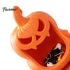 Festive Holiday Home Furnishings Halloween Pumpkin Candy Bowl, 3D Printed Storage Box with Skull Bone Decorative Base, Portable Trick or Treat Jewelry