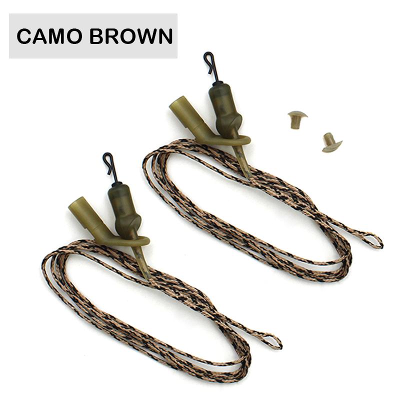 2x Run Rig Leadcore Návazec Kaprový Vlasec Camo Zelený/Camo Hnědý Pletená Šňůra Pro Kapra Koncová Montáž Příslušenství