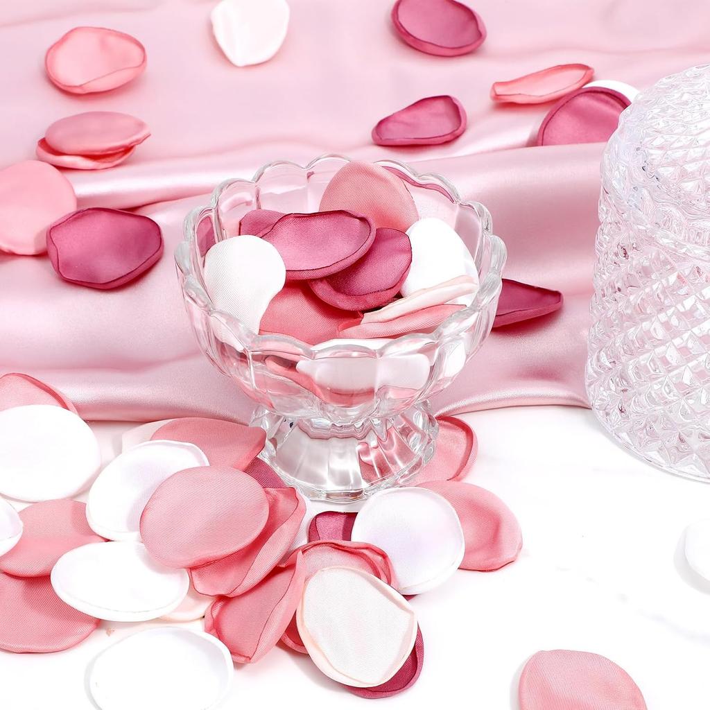 200PCS Silk Rose Petals for Wedding Pink Mixed Flower Petals for Flower Girl Basket Aisle Scatter Dinner Table Centerpieces Party Bridal Shower