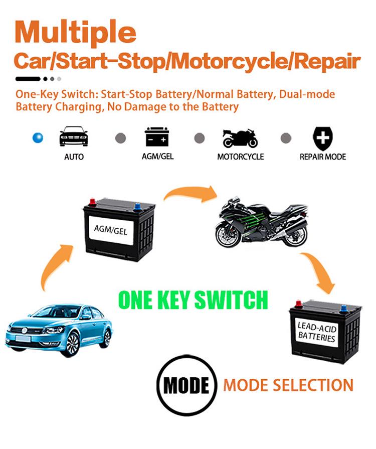 12V Smart Pulse Repair Charger for Car and Motorcycle Batteries